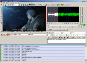 Una schermata di Aegisub